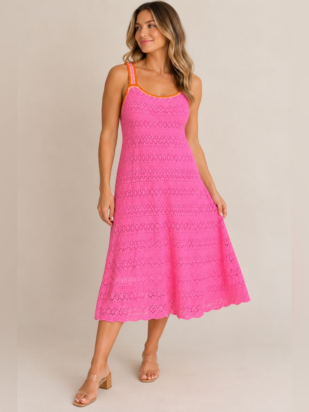 Jessica Simpson Sangria Sunset Crochet Midi Dress – Women’s XL